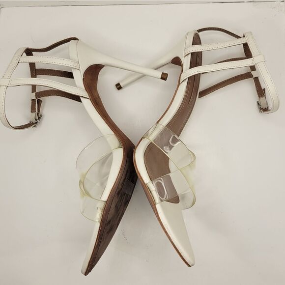 BCBGMAXAZRIA DARYL IVORY HIGH HEEL SANDALS. - Picture 4 of 12